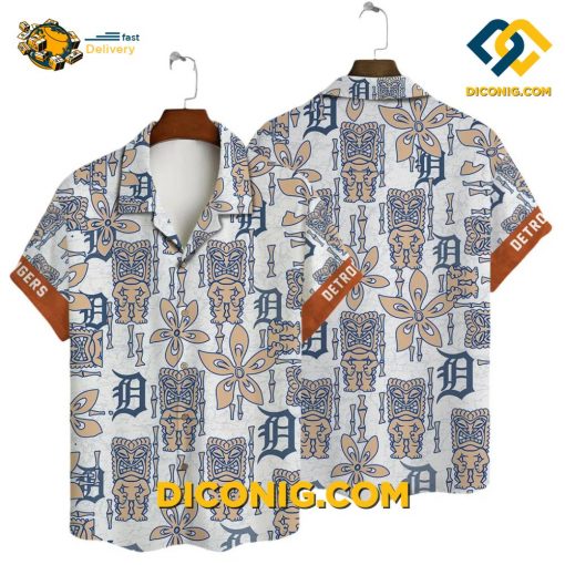 MLB Detroit Tigers Hawaiian Shirt Custom Tiki Floral