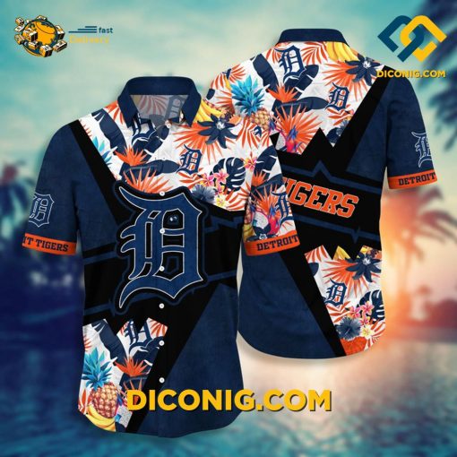 MLB Detroit Tigers Hawaiian Shirt Custom Tropical Color Block
