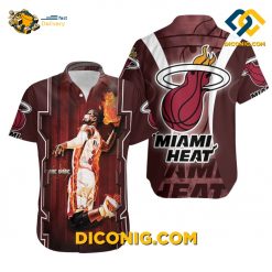 NBA Dwyane Wade 3 Miami Heat Hawaiian Shirt Custom Fire Slam Dunk Art