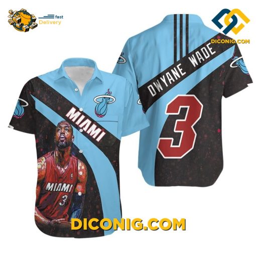 NBA Dwyane Wade 3 Miami Heat Hawaiian Shirt Custom Oil Paint Art Legend