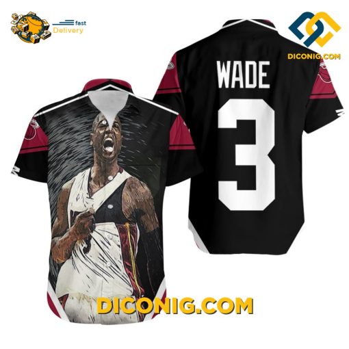 NBA Dwyane Wade 3 Miami Heat Hawaiian Shirt Custom Strong Warrior Legend