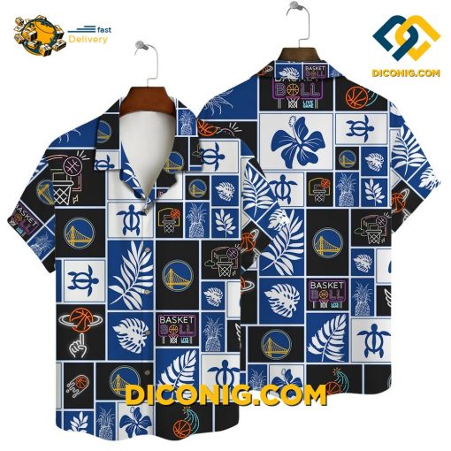 NBA Golden State Warriors Hawaiian Shirt Custom Court Mosaic