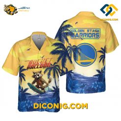 NBA Golden State Warriors Hawaiian Shirt Custom Surfing Rocket Raccoon