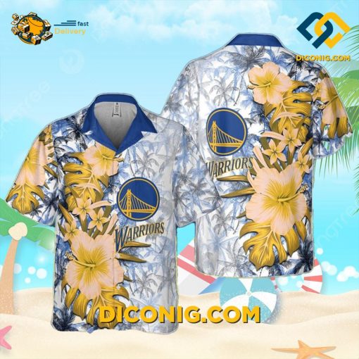 NBA Golden State Warriors Hawaiian Shirt Custom Tropical Bloom