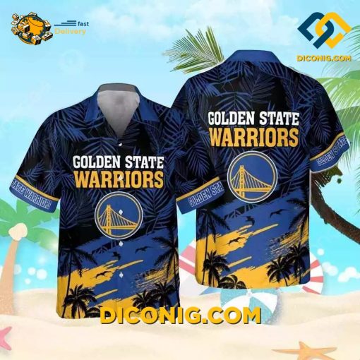NBA Golden State Warriors Hawaiian Shirt Custom Tropical Nightfall