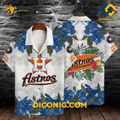 MLB Houston Astros Hawaiian Shirt Custom Blue Hibiscus Floral