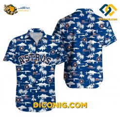 MLB Houston Astros Hawaiian Shirt Custom Blue Palm Paradise