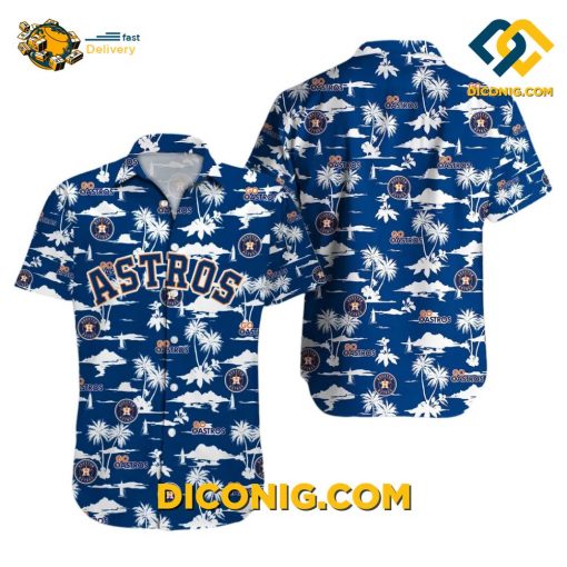 MLB Houston Astros Hawaiian Shirt Custom Blue Palm Paradise
