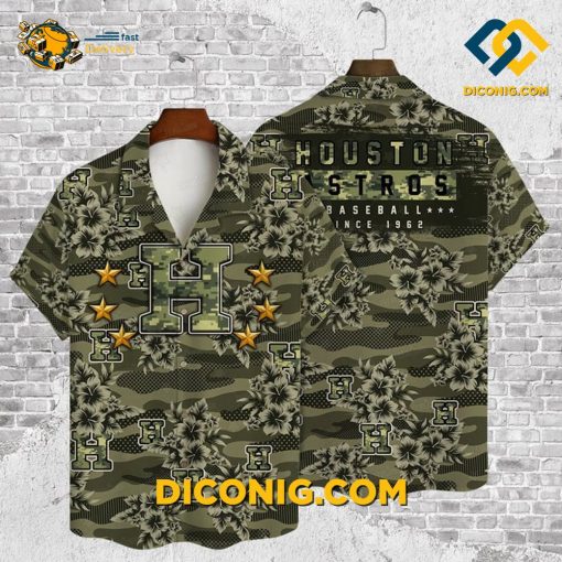 MLB Houston Astros Hawaiian Shirt Custom Camo Military