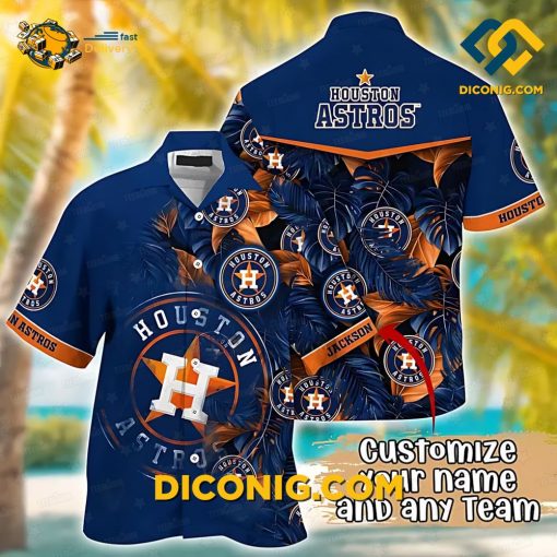 MLB Houston Astros Hawaiian Shirt Custom Midnight Palm