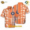 MLB Houston Astros Hawaiian Shirt Custom Orange Hibiscus Stripe