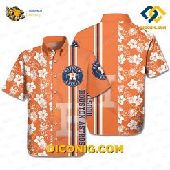 houston astros hawaiian shirt orange hibiscus stripe