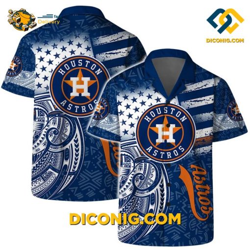 MLB Houston Astros Palm Sunset Hawaiian Shirt