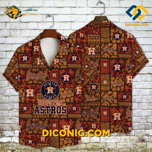 MLB Houston Astros Hawaiian Shirt Custom Sunset Jungle