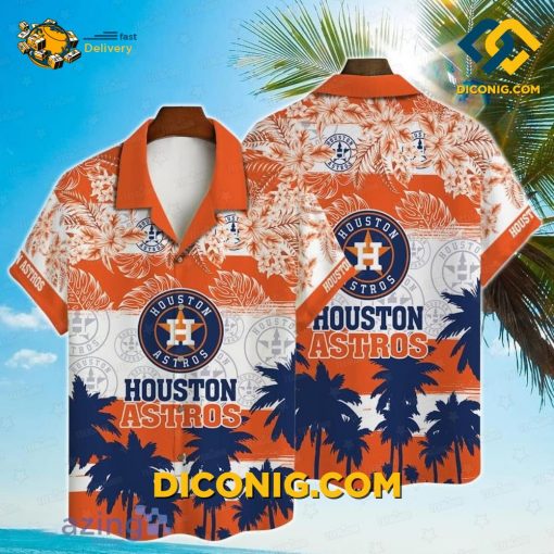 MLB Houston Astros Hawaiian Shirt Custom Sunset Palm
