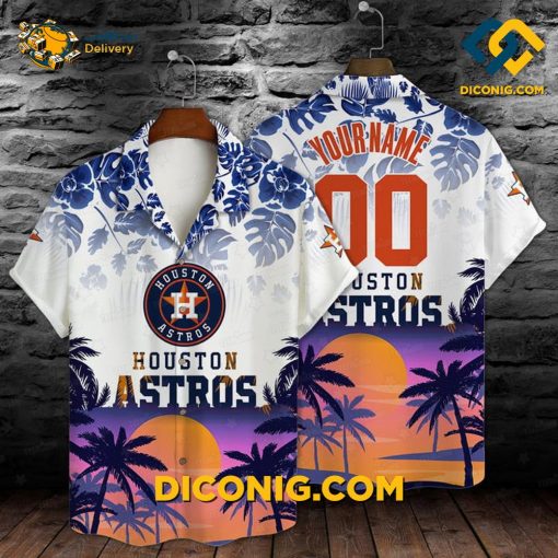 MLB Houston Astros Hawaiian Shirt Custom Sunset Paradise