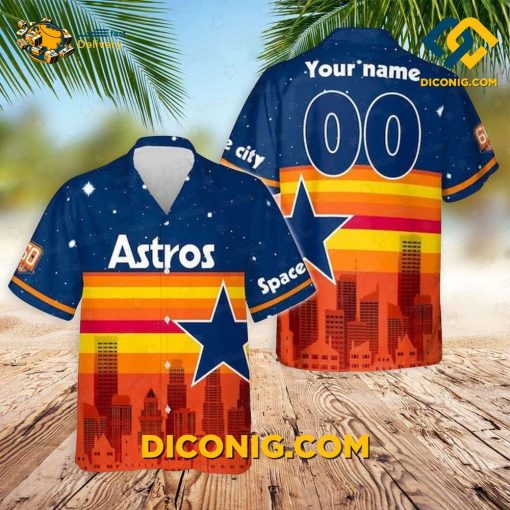 MLB Houston Astros Hawaiian Shirt Custom Sunset Skyline
