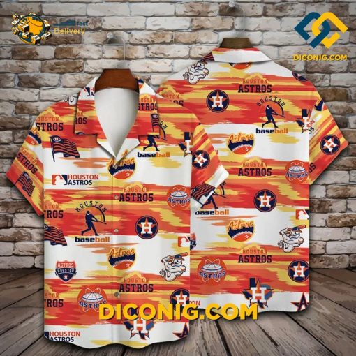 MLB Houston Astros Hawaiian Shirt Custom Sunset Stripes