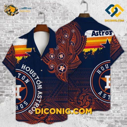 MLB Houston Astros Hawaiian Shirt Custom Tribal Blaze