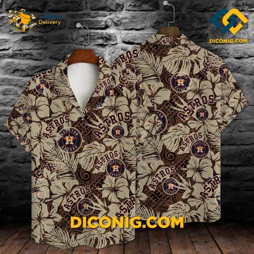 MLB Houston Astros Hawaiian Shirt Custom Tribal Leaf