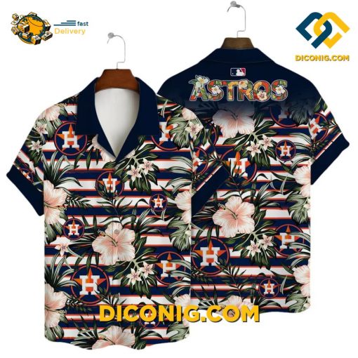 MLB Houston Astros Hawaiian Shirt Custom Tropical Stripes