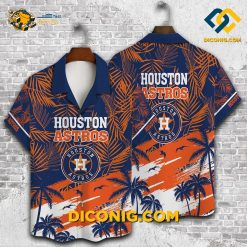 MLB Houston Astros Hawaiian Shirt Custom Tropical Sunset Blue And Orange