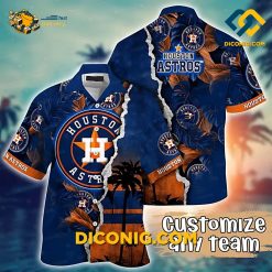 MLB Houston Astros Hawaiian Shirt Custom Tropical Sunset Tear