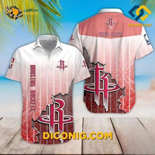NBA Houston Rockets Hawaiian Shirt Custom Cracked Design