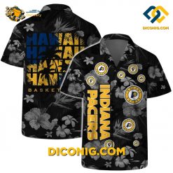 NBA Indiana Pacers Hawaiian Shirt Custom Floral Blackout