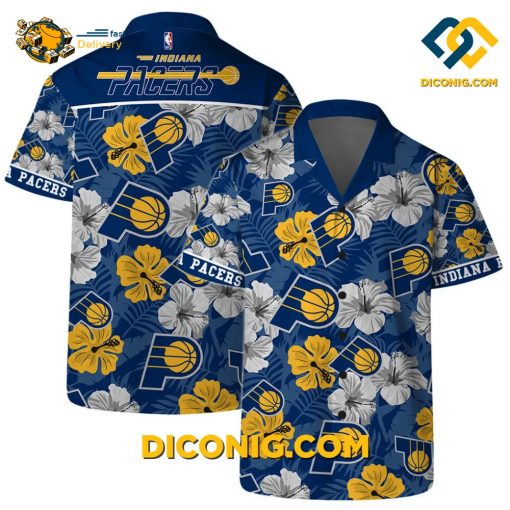 NBA Indiana Pacers Hawaiian Shirt Custom Hibiscus Bloom