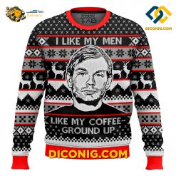 jeffrey dahmer christmas ugly sweater i like my men like my coffee ground up