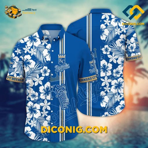 MLB Kansas City Royals Hawaiian Shirt Custom Floral Waves