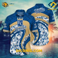 MLB Kansas City Royals Hawaiian Shirt Custom Palm Wave