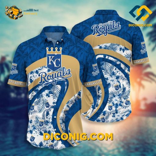 MLB Kansas City Royals Hawaiian Shirt Custom Palm Wave