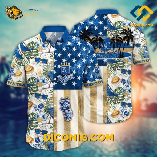 MLB Kansas City Royals Hawaiian Shirt Custom Stars & Stripes Beach
