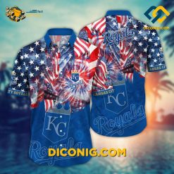 MLB Kansas City Royals Hawaiian Shirt Custom Stars & Stripes Fireworks