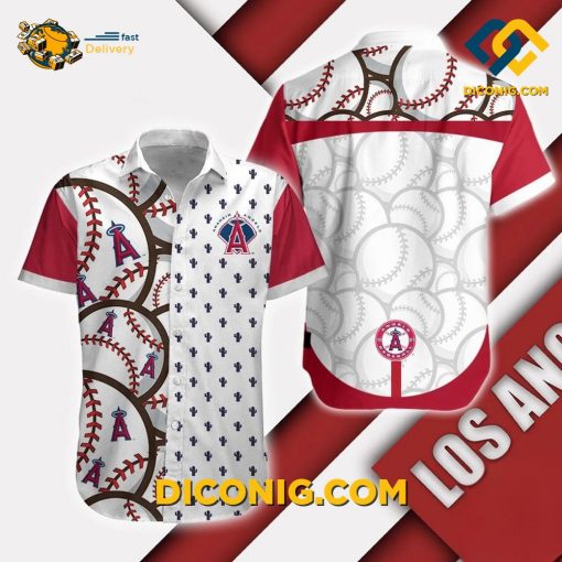 MLB Los Angeles Angels Hawaiian Shirt Custom Baseball Stitch