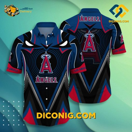 MLB Los Angeles Angels Hawaiian Shirt Custom Dark Strike