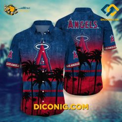 MLB Los Angeles Angels Hawaiian Shirt Custom Palm Shadow