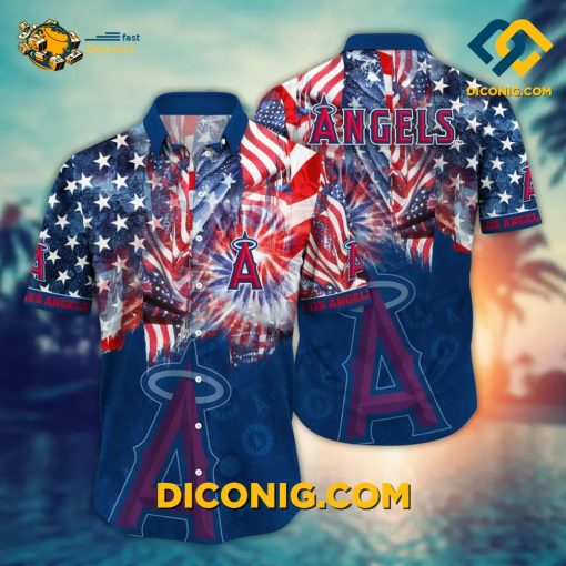 MLB Los Angeles Angels Hawaiian Shirt Custom Patriotic Fireworks