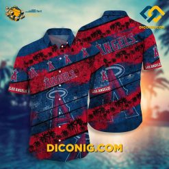 MLB Los Angeles Angels Hawaiian Shirt Custom Sunset Stripes