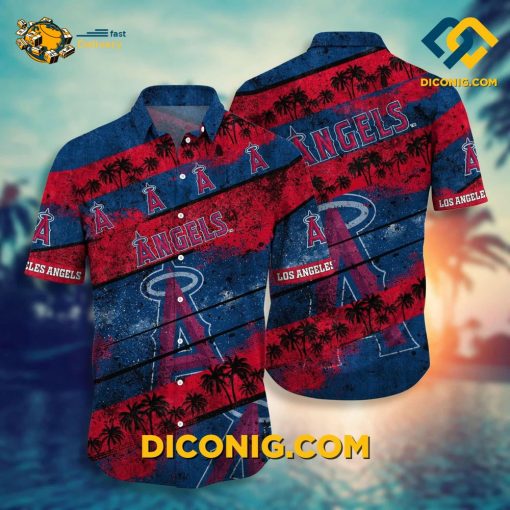 MLB Los Angeles Angels Hawaiian Shirt Custom Sunset Stripes