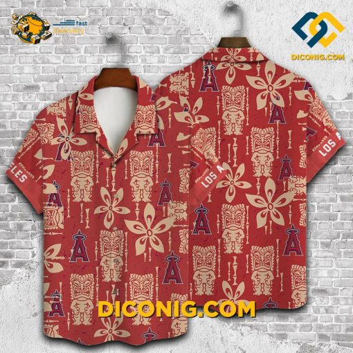 MLB Los Angeles Angels Hawaiian Shirt Custom Tiki Tribal