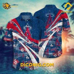 MLB Los Angeles Angels Hawaiian Shirt Custom Wave Bloom