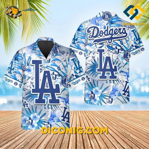MLB Los Angeles Dodgers Hawaiian Shirt Custom Big Logo Floral
