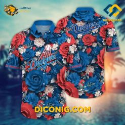 MLB Los Angeles Dodgers Hawaiian Shirt Custom Bold Bloom