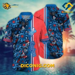 MLB Los Angeles Dodgers Hawaiian Shirt Custom Bold Stripe Floral