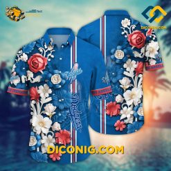 MLB Los Angeles Dodgers Hawaiian Shirt Custom Elegant Floral Burst