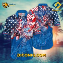 MLB Los Angeles Dodgers Hawaiian Shirt Custom Fireworks Celebration