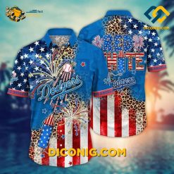 MLB Los Angeles Dodgers Hawaiian Shirt Custom Fireworks & Stars
